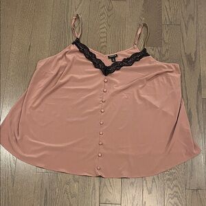 Torrid Pink Camisole with Black Lace Trim